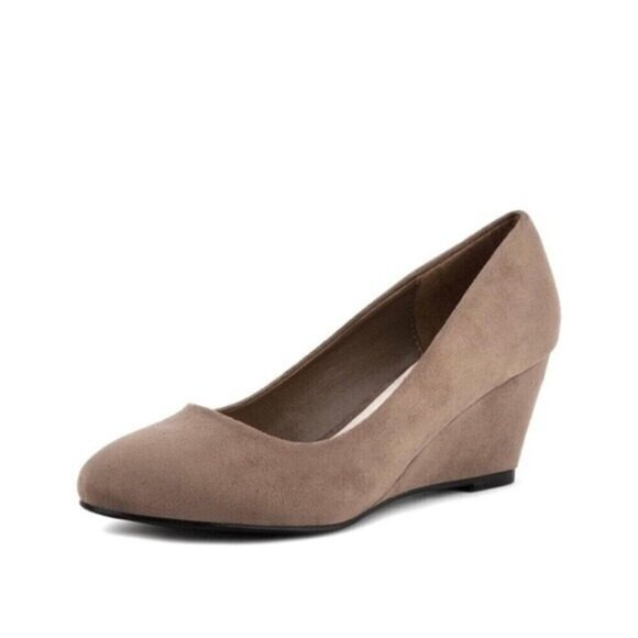 Greatonu Women's Wedge Pumps Closed Toe High Heel Slip on Office Dress Shoes 7.5 - Picture 4 of 7